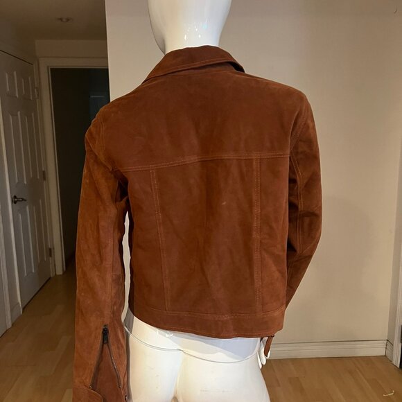 $895 VINCE CALF LEATHER SUEDE UTITLITY MOTO STRUCTURED JACKET SZ S SMALL - Picture 3 of 6